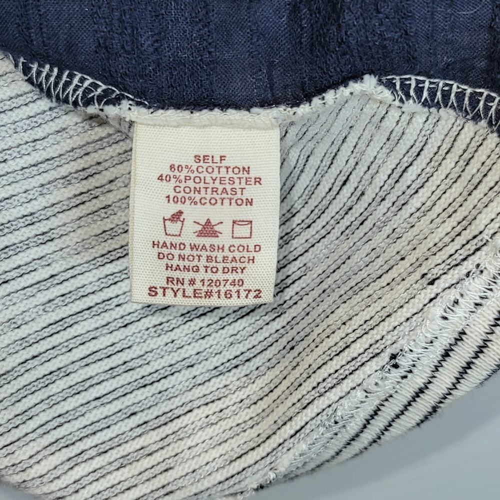 Mystree Tunic Sweater Top Long Sleeve Stripe Large White Navy Knit Mix Media - Picture 8 of 10